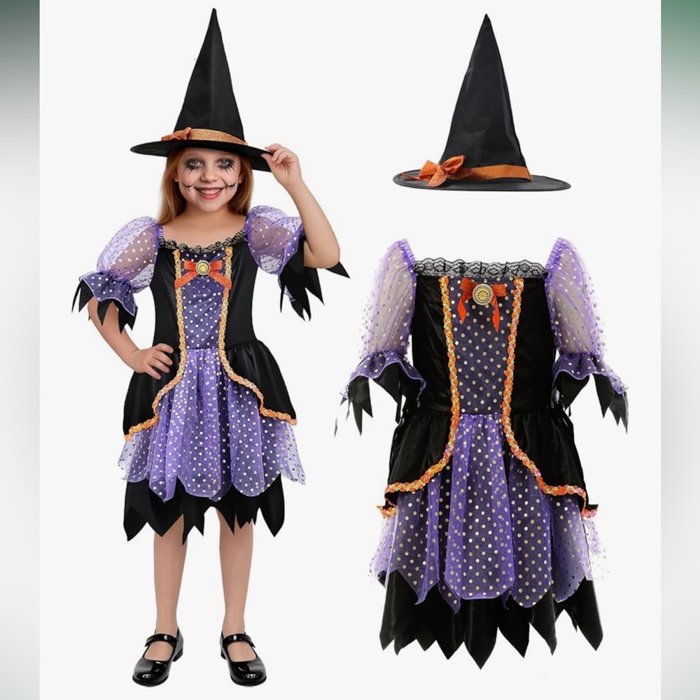 Slightly Wicked Witch- Gothic Dress with Pointed Hat, Halloween Costumes size S